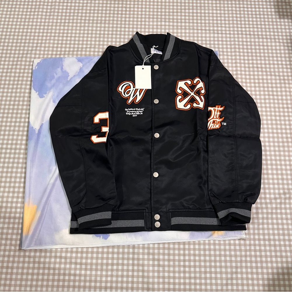 Baseball Jacket With Embroideredoff-White Logo
